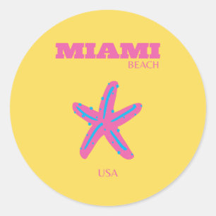 Miami, Miami Beach, Travel Art Runt Klistermärke