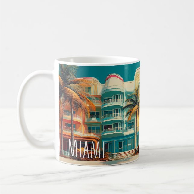 Miami Mirage – Retro resemugg Kaffemugg (Vänster)