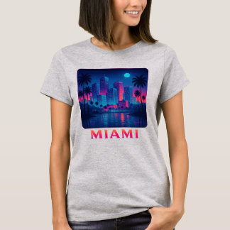 Miami Moonrise - Neonljus Grafisk T-Shirt