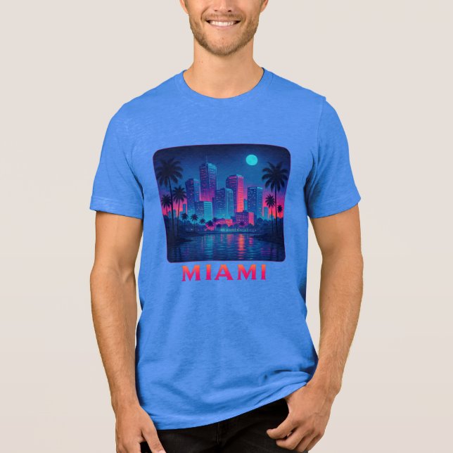 Miami Moonrise - Neonljus Grafisk T-Shirt (Framsida)
