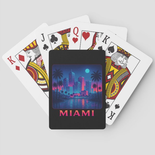 Miami Moonrise - Neonljus horisont Casinokort (Baksidan)