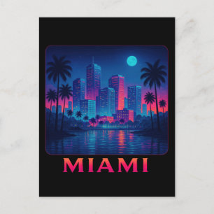 Miami Moonrise - Neonljus Vykort