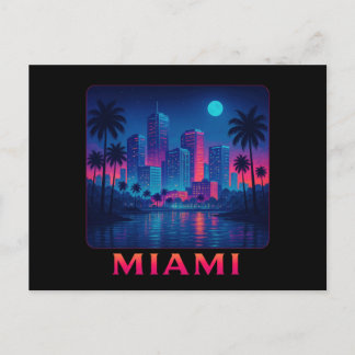 Miami Moonrise - Neonljus Vykort