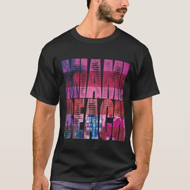 miami night beach fun style tee shirt (Framsida)