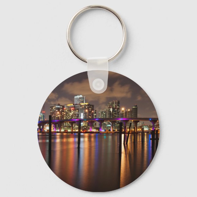 Miami night-fotografi - Keychain Nyckelring (Framsida)