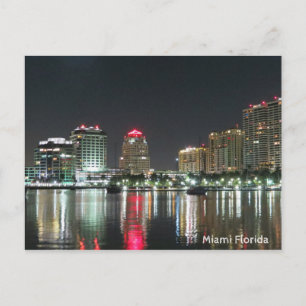 Miami Night Skyline Vykort