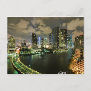 Miami Night Skyline Vykort