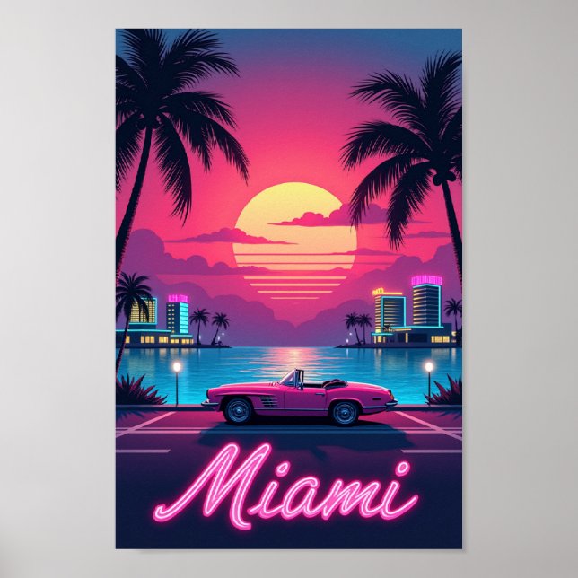 Miami Nights – En Retro Stad Dröm Poster (Framsidan)