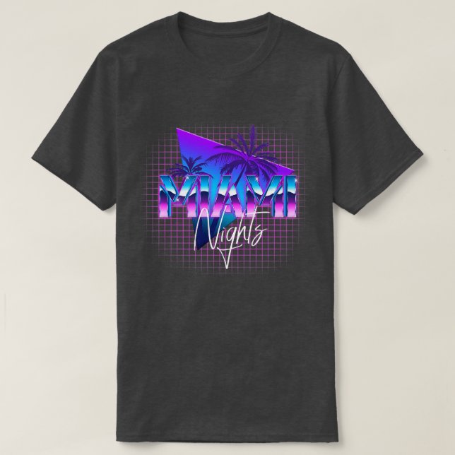 Miami Nights Retrowave Outrun Travel Vacation Holi T Shirt (Design framsida)