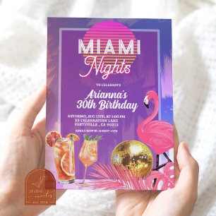 Miami Nights Summer Födelsedagsfest Inbjudningar