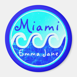 Miami Ocean Vågar Blå himmel Ditt namn Magnet