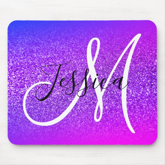 Miami Ombre Lila Violett Glitter Monogram Musmatta (Framsidan)