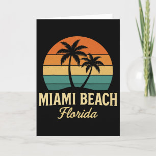 Miami Palm Florida Vintage Solnedgång Palmträd Str Kort