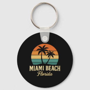 Miami Palm Florida Vintage Solnedgång Palmträd Str Nyckelring