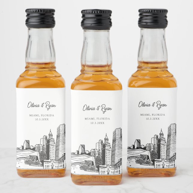Miami Party Favor Welcome Gift Anpassningsbar Spritflaskor Etikett (Flaskor)