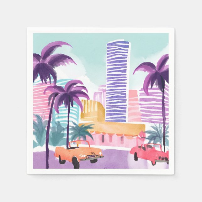Miami Pasteller | Messy Akvarellmålning Pappersservett (Framsidan)