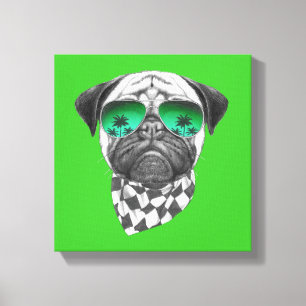 Miami Pug Canvastryck