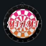 MIAMI Red text on Pink Orange Black And White Darttavla<br><div class="desc">MIAMI Red text on Pink Orange Black And White Dart Board. You may edit text by selecting the personalization option 🎯Please let me know if you have additional questions and because Zazzle's customer support handles the customer experience you may reach Zazzle customer support by chat, phone or email as explained...</div>