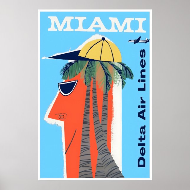 Miami Resemotiv Affisch Florida Tryck Delta Art (Framsidan)