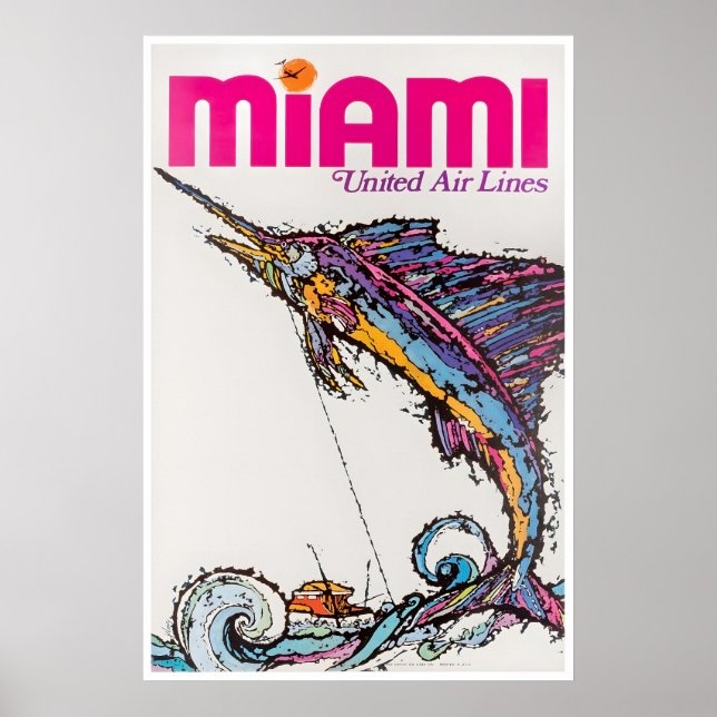 Miami Resoreraffisch Florida Konst Vägg Retro Poster (Framsidan)