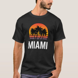 Miami Retro Sunset Handflatan Träd Graphic T Shirt
