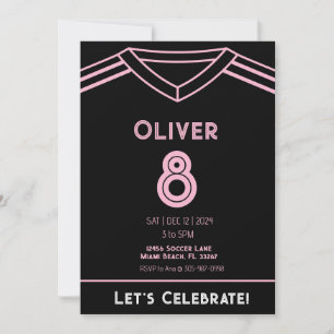 Miami Rosa och svart Ocer Party Birthday-inbjudan Inbjudningar