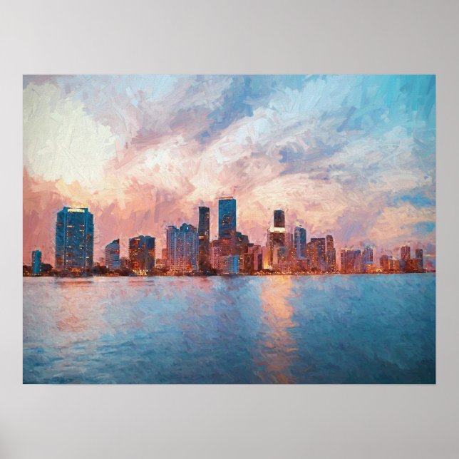 Miami-silhuetten Poster (Framsidan)