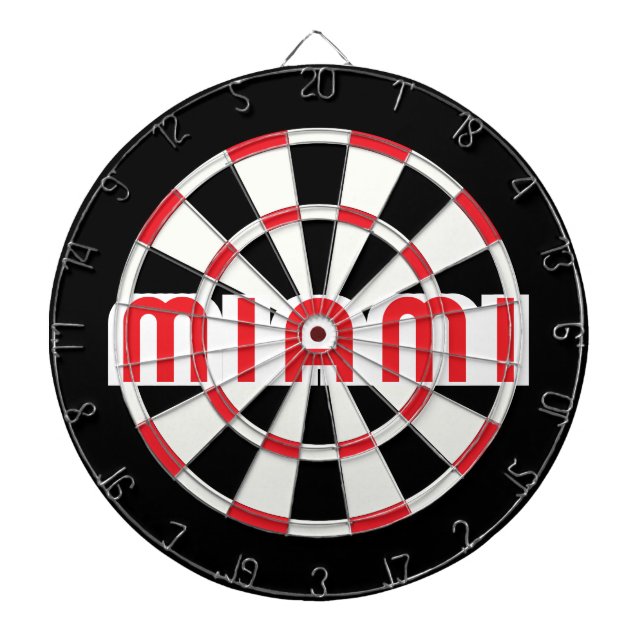 MIAMI Simple Modern Black White Red Darttavla (Framsidan)