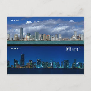 Miami Skyline 2006 och 2010 Vykort