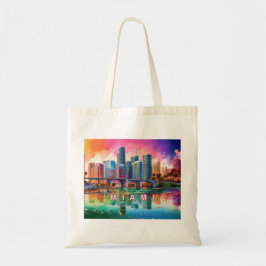 Miami Skyline Abstrakt Art Tygkasse