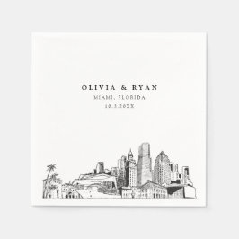 Miami Skyline Bröllop Papper Cocktail Napkin Pappersservett