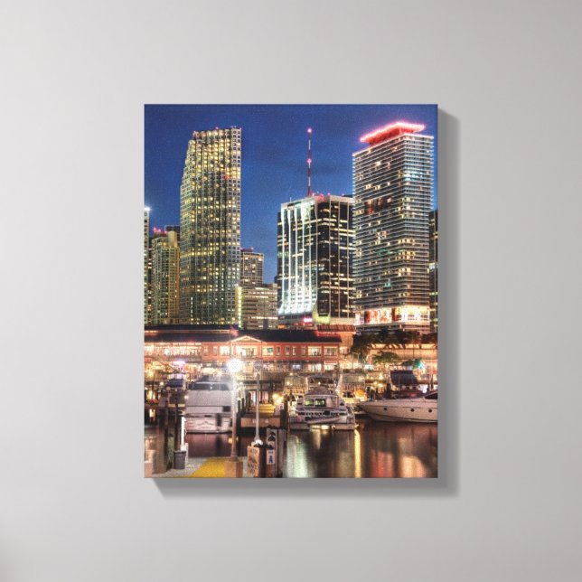 Miami skyline city i Florida Canvastryck (Framsida)
