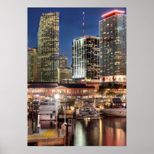Miami skyline city i Florida Poster