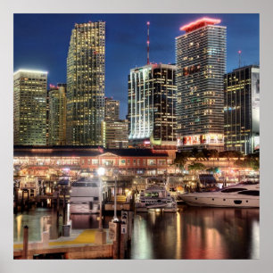 Miami skyline city i Florida Poster