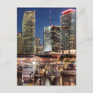Miami skyline city i Florida Vykort