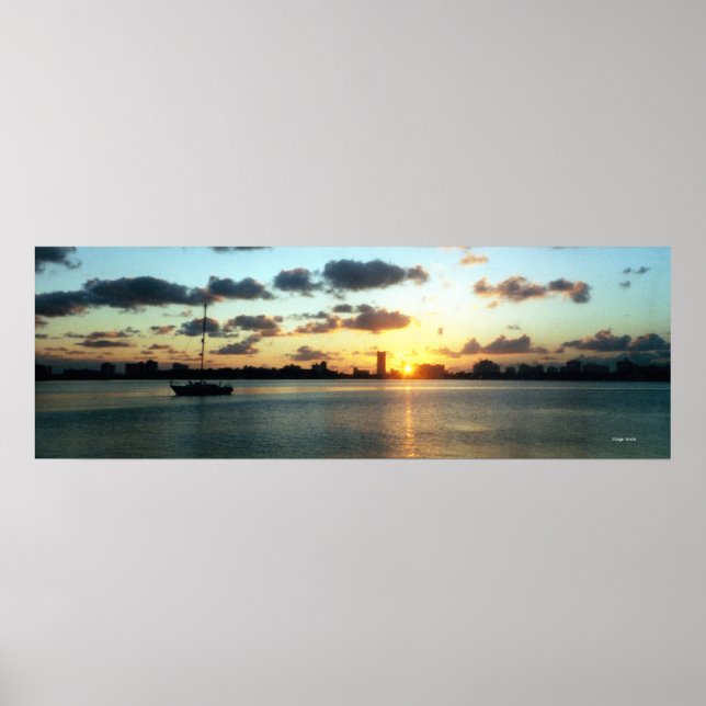 Miami Skyline, Florida Sunset Boat Poster (Framsidan)