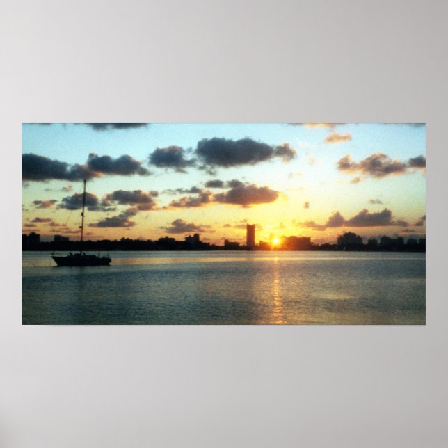 Miami Skyline, Florida Sunset Boat Poster (Framsidan)