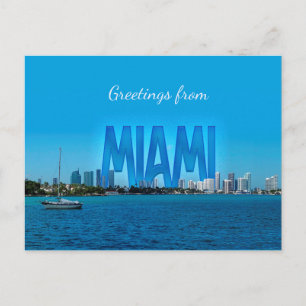 Miami Skyline med anpassade Hälsning Vykort