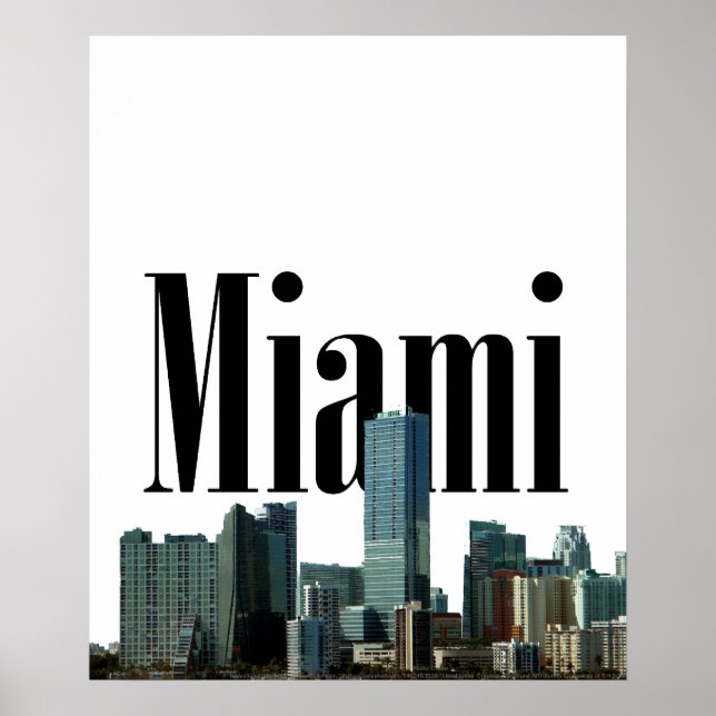 Miami Skyline med Miami i Himlar Poster (Framsidan)