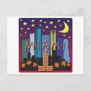 Miami Skyline Mega Färg Vykort