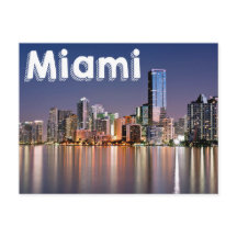 Miami Skyline på natten, Miami Florida, USA