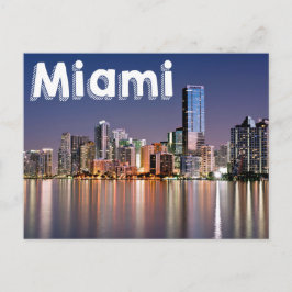 Miami Skyline på natten, Miami Florida, USA Vykort