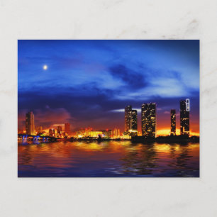 Miami Skyline på natten - vykort