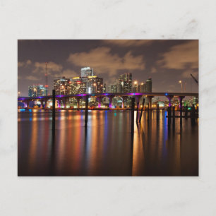 Miami Skyline på natten - vykort