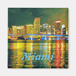 Miami skyline på nattmagnet magnet