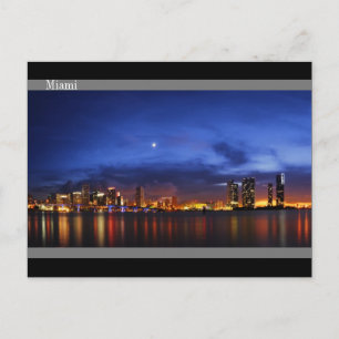 Miami skyline på nattpanorama - vykort