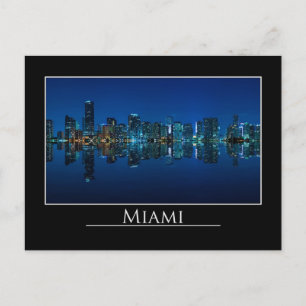Miami skyline på nattpanorama - vykort