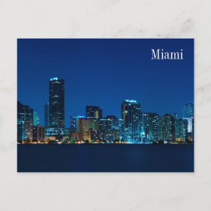 Miami skyline på nattpanorama - vykort