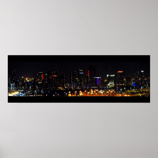 ~Miami Skyline~ PANORAMA POSTER, ANPASSAT DET! Poster (Framsidan)