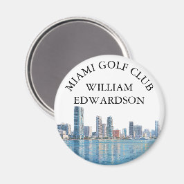 Miami Skyline Personlig Golfklubb Namn Magnet